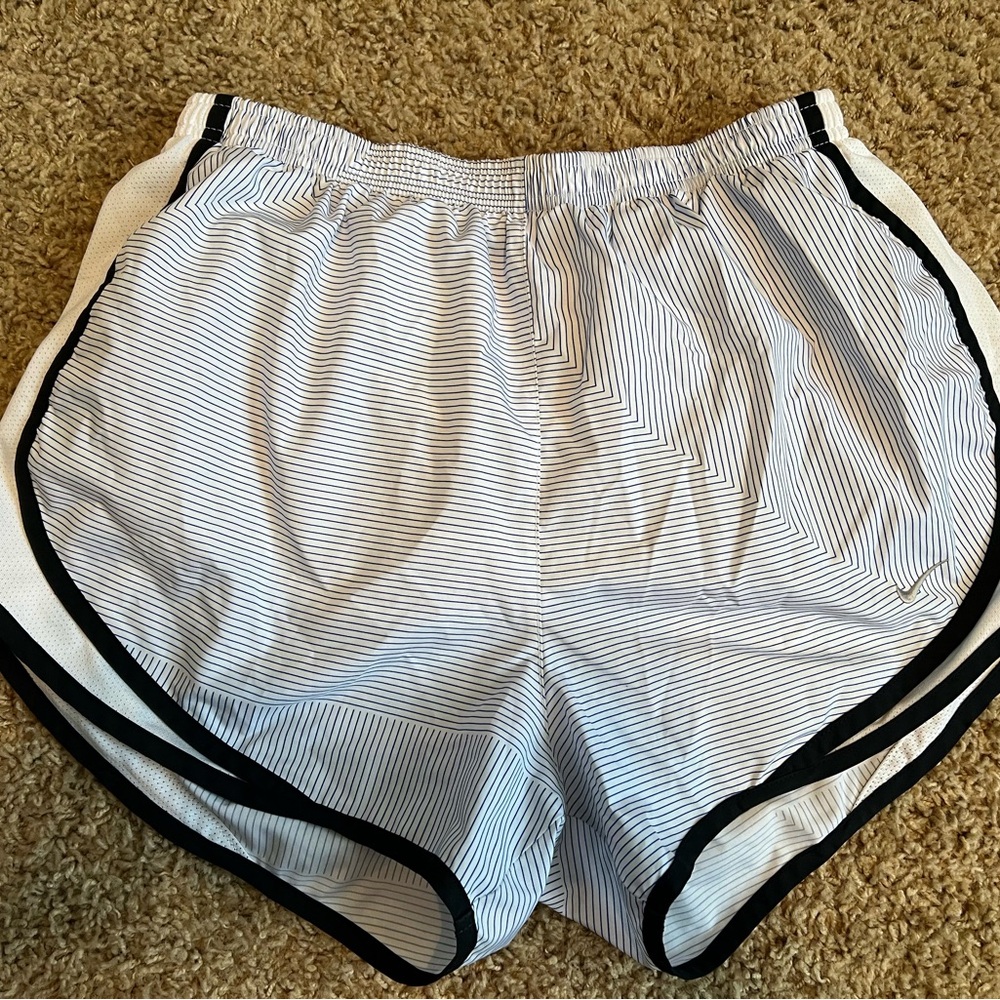 Nike White and navy Striped Athletic Shorts